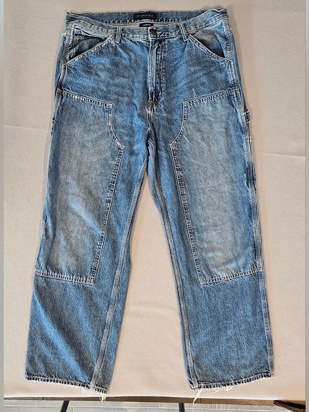 Aeropostale Men’s Carpenter Jeans 36x32 Medium Wash Baggy Utility Denim Y2K